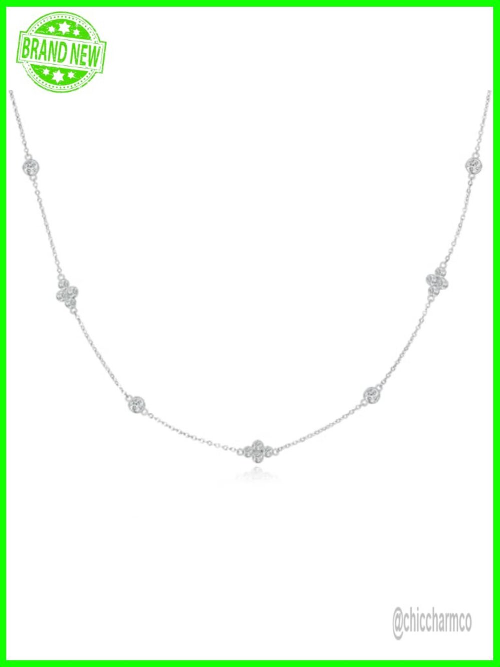 Moissanite Station Choker Necklace 925 Sterling Silver 18K Gold Plated